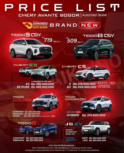 Pricelist Harga Chery medansatria 2025